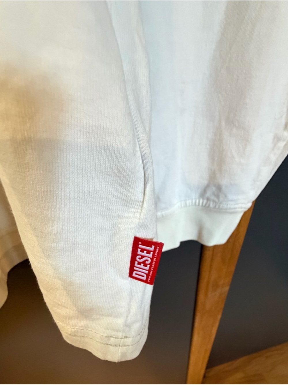 Diesel White Long Sleeve Logo Tee - Picture 4 of 5